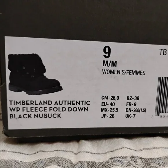 Women's Timberland Black Nubuck Fleece Fold Down Work Boot - Picture 9 of 10